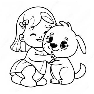 Playful Big Sister With A Puppy Coloring Page 131309 64082
