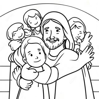 Jesus Embracing Smiling Children Coloring Page 131334-64099