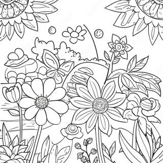 Detailed Flower Garden Coloring Page 131409-64149