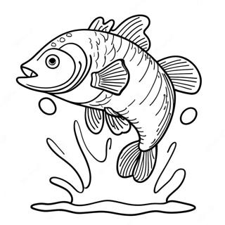 Colorful Bass Jumping Out Of Water Coloring Page 131589 64292