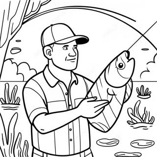 Bass Fisherman Casting A Line Coloring Page 131591 64297