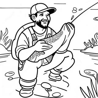 Bass Fisherman Casting A Line Coloring Page 131591 64299