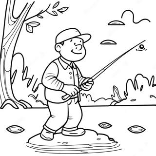 Bass Fisherman Casting A Line Coloring Page 131591 64300