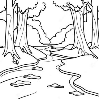 Flowing River With Trees Coloring Page 131798-64460