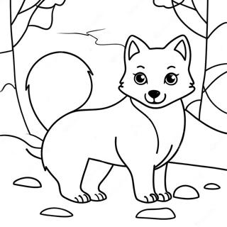 Cute Arctic Fox In Snowy Landscape Coloring Page 131822-64469