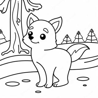 Cute Arctic Fox In Snowy Landscape Coloring Page 131822-64470