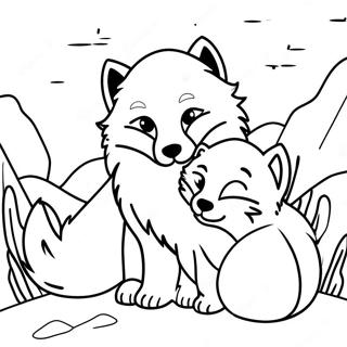 Playful Arctic Fox With Cub Coloring Page 131823-64475