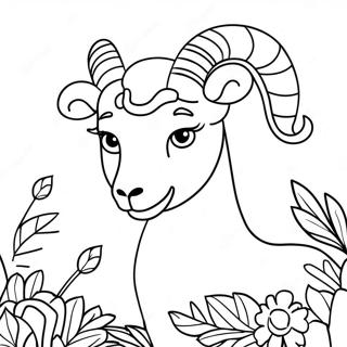 Aries With Flowers Coloring Page 131849-64494