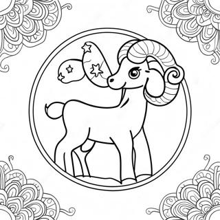 Aries Symbol With Stars Coloring Page 131851-64504