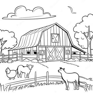 Detailed Barn And Animals Coloring Page 131899-64529