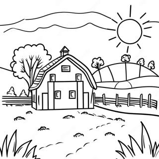 Serene Farm Landscape With Trees Coloring Page 131902-64543