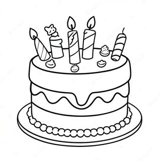 Fun Happy 6th Birthday Cake Coloring Page 131926-64553