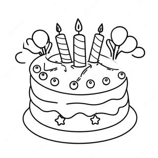 Fun Happy 6th Birthday Cake Coloring Page 131926-64554