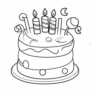 Fun Happy 6th Birthday Cake Coloring Page 131926-64555