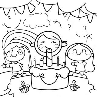 Joyful Happy 6th Birthday Party Scene Coloring Page 131927-64557