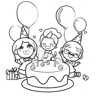 Joyful Happy 6th Birthday Party Scene Coloring Page 131927-64558
