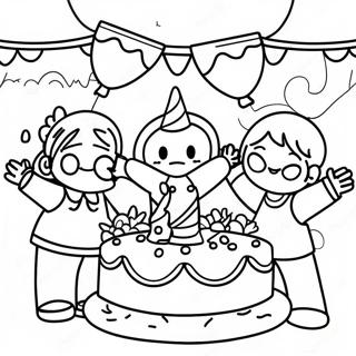 Joyful Happy 6th Birthday Party Scene Coloring Page 131927-64560