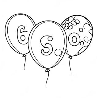 Cheerful Happy 6th Birthday Balloons Coloring Page 131928-64562