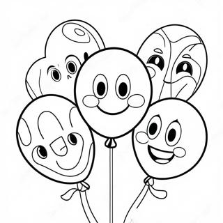 Cheerful Happy 6th Birthday Balloons Coloring Page 131928-64563