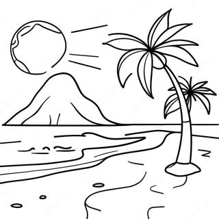 Aloha Beach Sunset Coloring Page 132030-64638