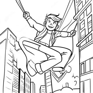 Tom Holland Swinging Through City Coloring Page 132080-64680