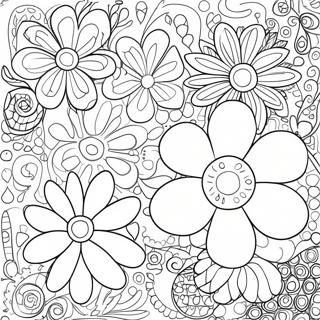 Colorful 60s Flower Power Coloring Page 132230-64789