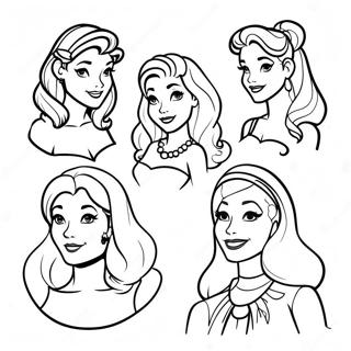 Vintage Hipster Disney Princesses Coloring Page 132282-64830