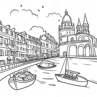 Charming European Landmarks Coloring Page | Coloring-Pages.com