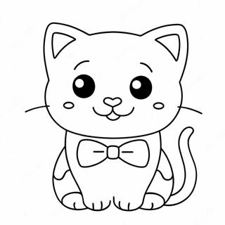 Adorable Kawaii Cat With A Bowtie Coloring Page 133442 65737