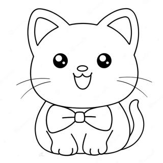 Adorable Kawaii Cat With A Bowtie Coloring Page 133442-65740