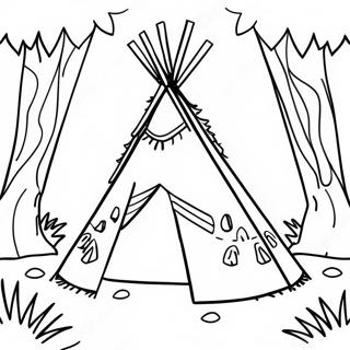 Colorful Teepee In The Forest Coloring Page 133699-65925