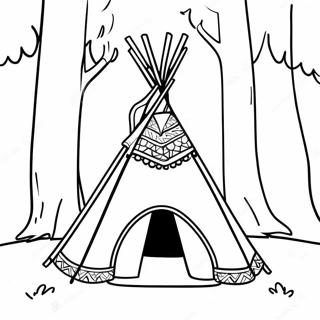 Colorful Teepee In The Forest Coloring Page 133699-65926