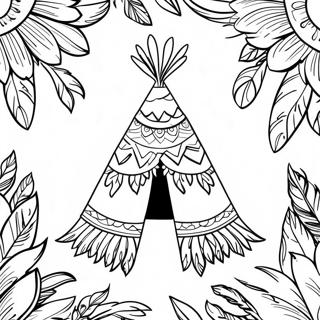 Decorated Teepee With Feathers Coloring Page 133700-65932