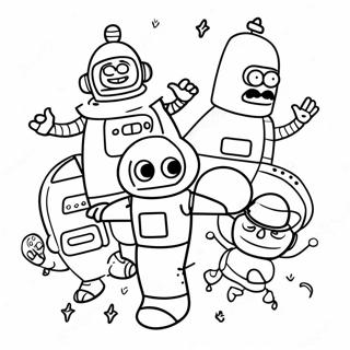 Futurama Characters In Space Coloring Page | Coloring-Pages.com