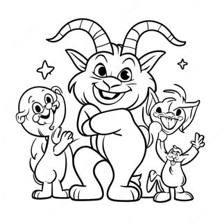 Playful Krampus With Children Coloring Page 133803-66013