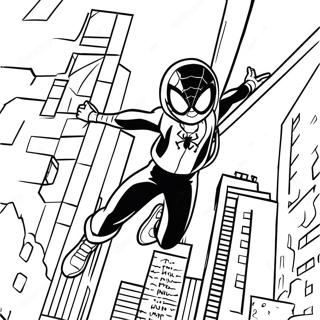 Miles Morales Swinging Through The City Coloring Page 133853-66045