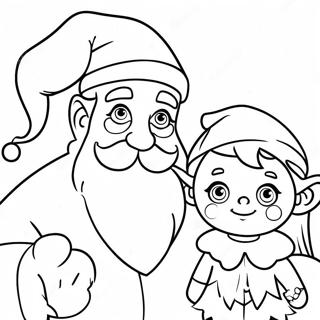 Santa And Elf Coloring Pages