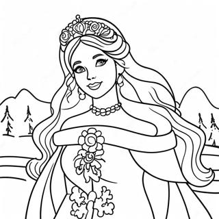 Elegant Snow Princess In Winter Wonderland Coloring Page 134009-66168