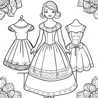 Vintage Paper Doll Dress Up Coloring Page 134805-66793