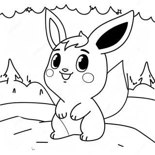 Cute Glaceon In A Snowy Landscape Coloring Page 135033-66965