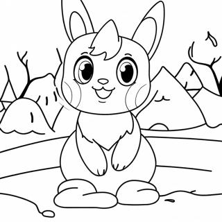 Cute Glaceon In A Snowy Landscape Coloring Page 135033-66966