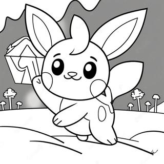 Playful Glaceon Chasing Snowflakes Coloring Page 135035-66973