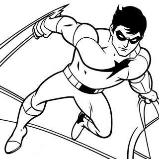Nightwing Action Pose Coloring Page 135137 67050