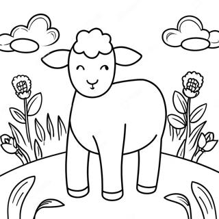 Adorable Lamb In Meadow Coloring Page 13519 2962