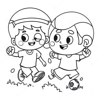 Cheerful Kids Playing Football Coloring Page 135416-67266