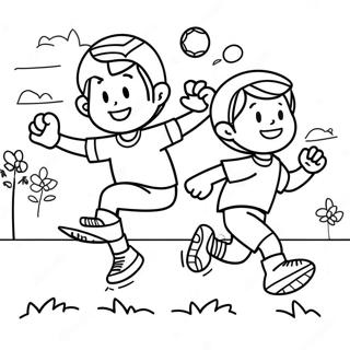 Cheerful Kids Playing Football Coloring Page 135416-67267