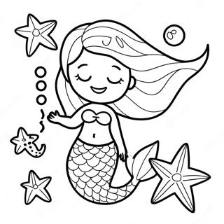 Playful Mermaid With Starfish Coloring Page 135492-67326