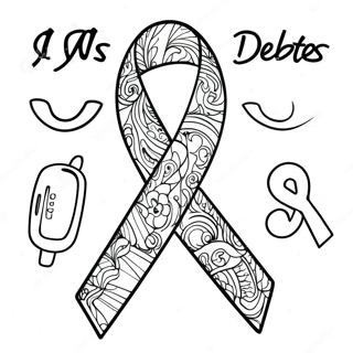 Colorful Type 1 Diabetes Ribbon Coloring Page 135570-67386