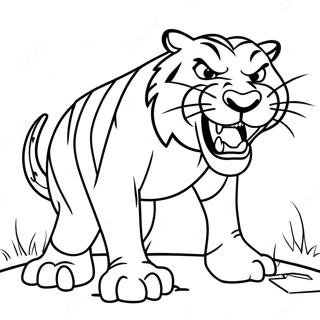 Playful Saber Tooth Tiger Coloring Page 135623-67429