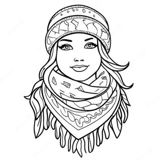 Stylish Winter Scarf Coloring Page 135778-67555